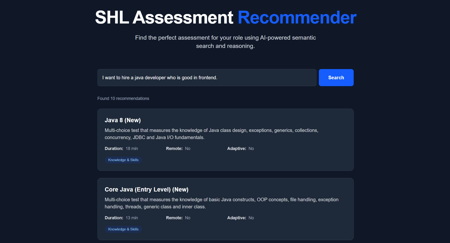 SHL Assessment Recommendation Engine